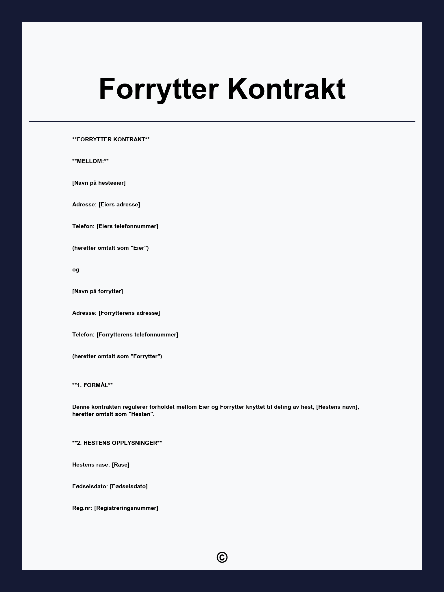 Forrytter Kontrakt