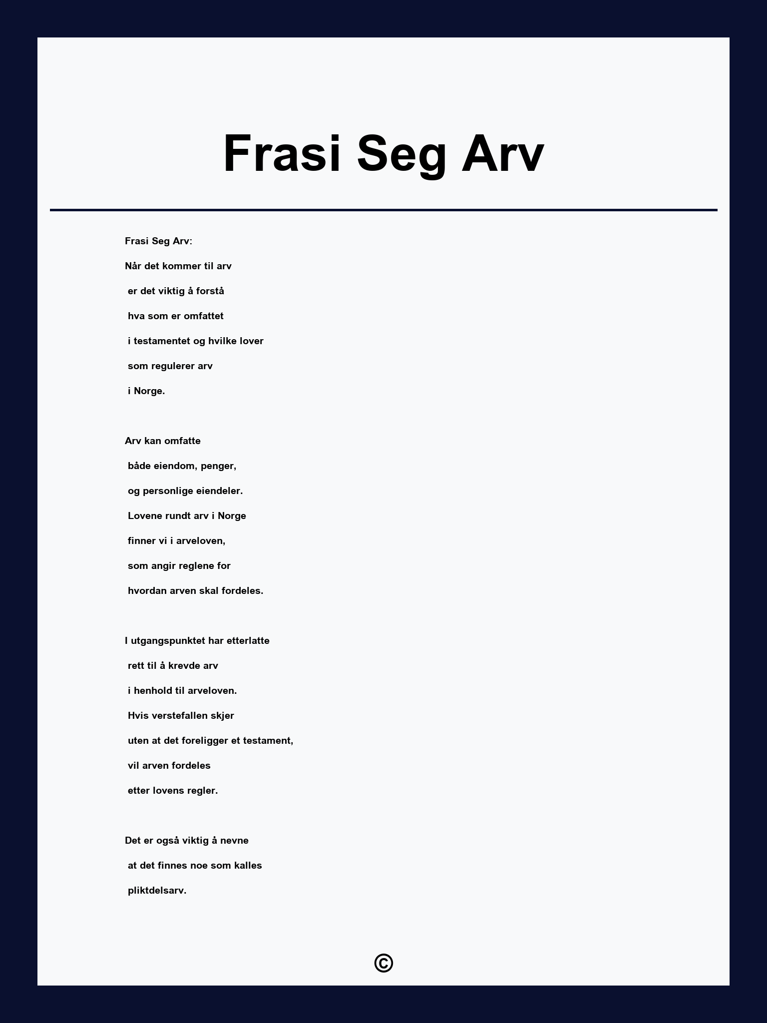 Frasi Seg Arv