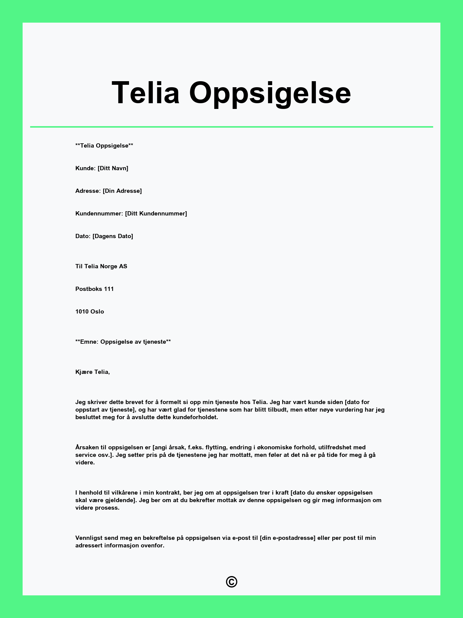 Telia Oppsigelse
