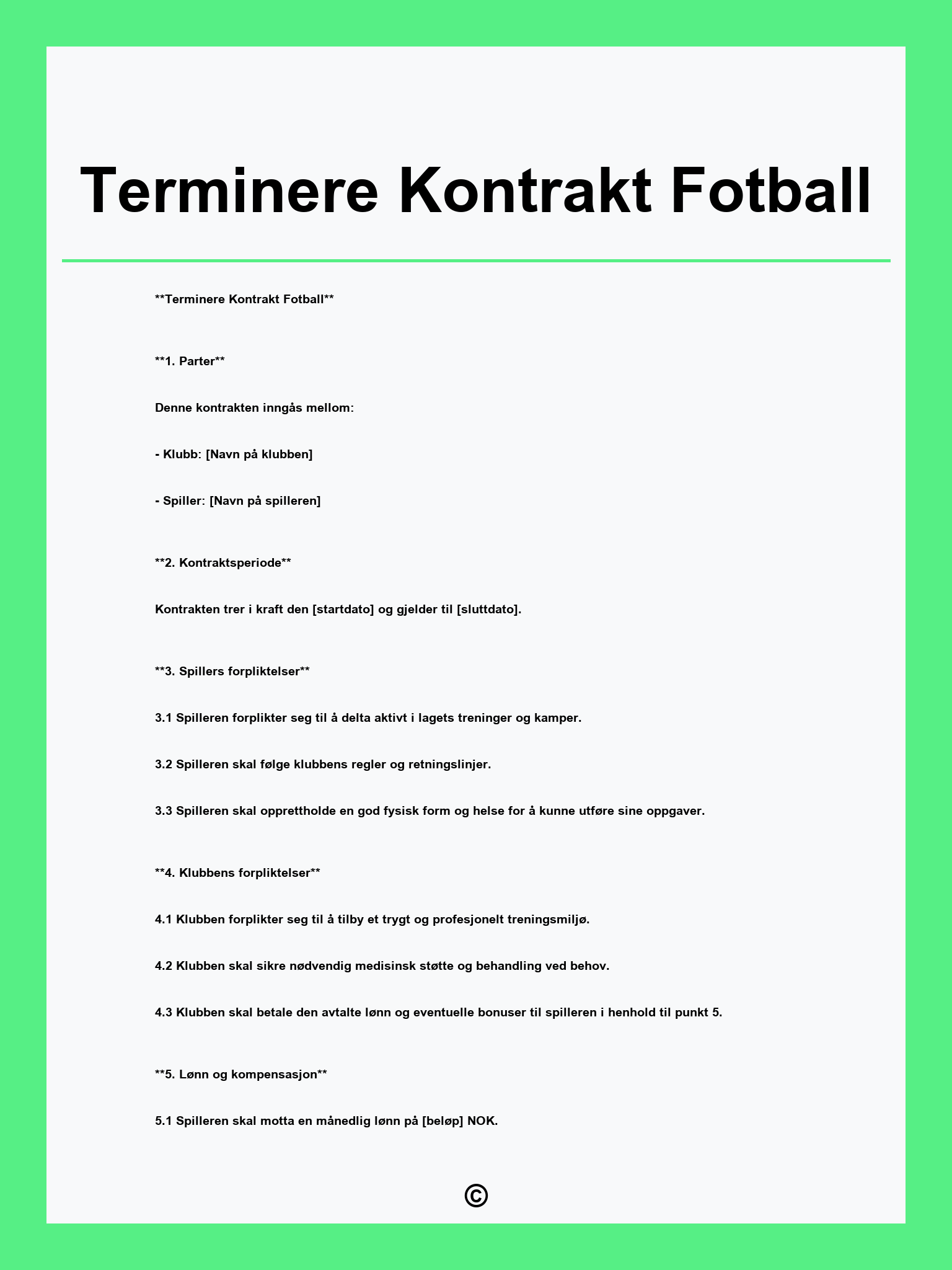 Terminere Kontrakt Fotball