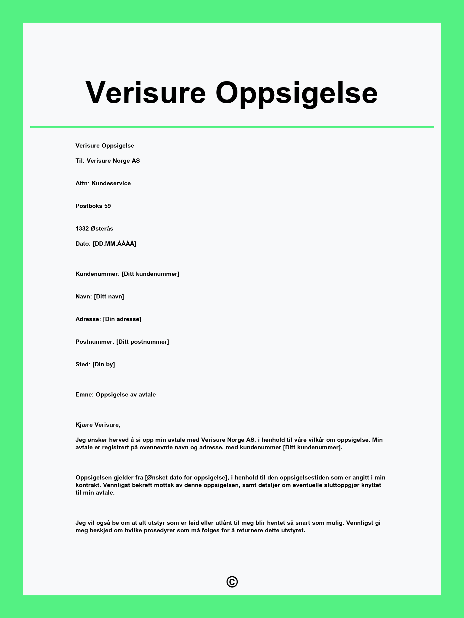 Verisure Oppsigelse